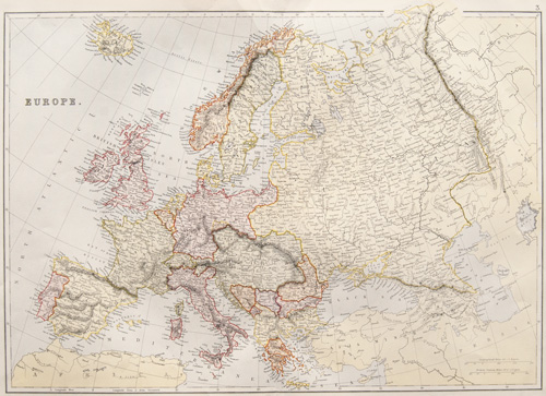 antique map of europe 1882 blackie